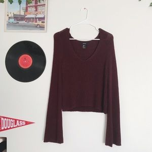 FOREVER 21 KNIT SWEATER WITH DEEP V-NECK